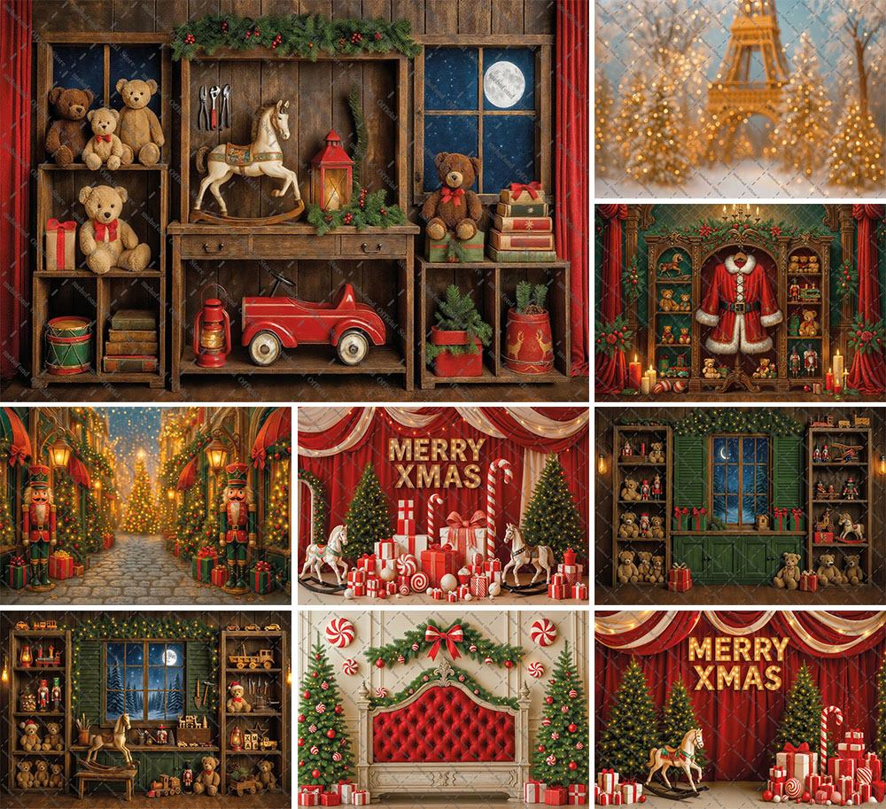 Toys Background For Kids - Tło fotograficzne Mehofond Świąteczne Vintage Warsztat